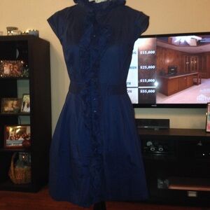 Ruffle front button down mini dress -M 7-9